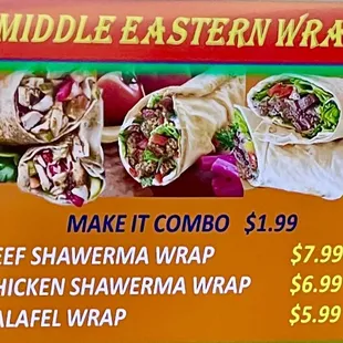 Menu - The Wraps