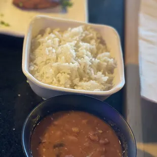 a bowl of beans and rice