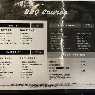 menu