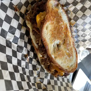 Special...grilled cheese, bacon, grilled onions, jalapeños