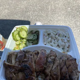 Chicken Teriyaki with Mac Salad and Cucumber Salad