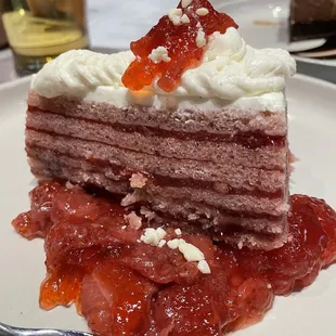 Strawberry sponge short cake, light! Good cream too!