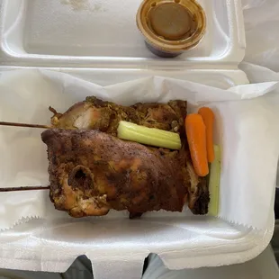 Two chicken on a sticks