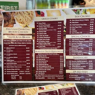 menu and prices