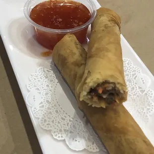 Home style egg rolls and they made it right here in their kitchen.