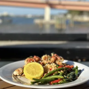 Shrimp Scampi style blackened grouper