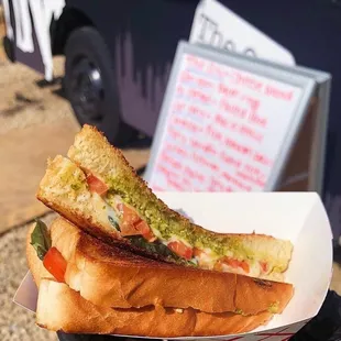 Pesto grilled cheese