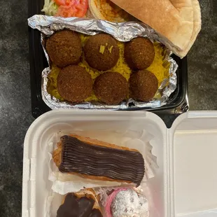 Falafel plate &amp; pastries