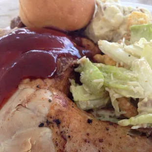 Spread at clients BBQ - Chicken, beef, potato salad and caesar salad
