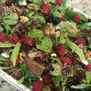 Cranberry candied walnut salad with raspberry vinaigrette