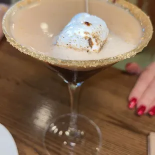 a dessert in a martini glass