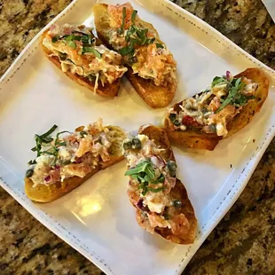 Smoked salmon bruschetta was just OK. Did not think it was going to be tossed in a dressing.