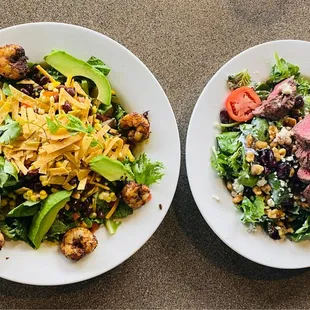 Southwest Cilantro Lime Salad Dinner and Napa Valley Salad Dinner with medium rare filet 5 oz