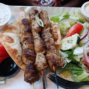 Chicken kebabs plate