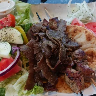 Gyros and Pork kebabs combo plate