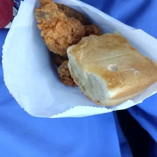 8 chicken pieces and a roll!