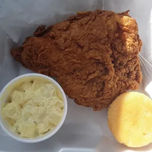 Power (Out) Lunch  Spicy Breast with Potato Salad and Corn Muffin