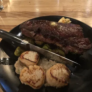 NY Strip with scallops