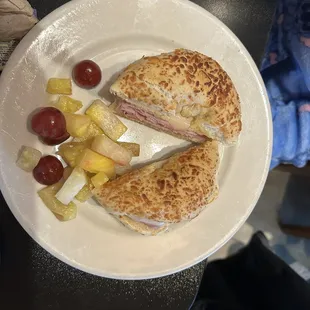 Ham and cheese bagel on Asiago bagel