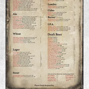 Beer Menu