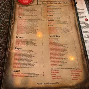 Beer Menu