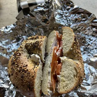 Carrot Lox on Everything Bagel.