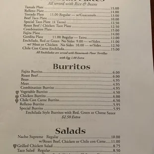 Updated menu with pricing as of October 2022