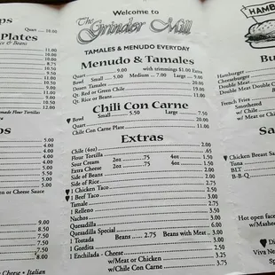 a menu for a restaurant