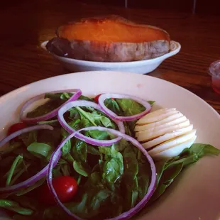 Nice salad with mutant sized sweet potato!