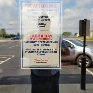  new hours sign