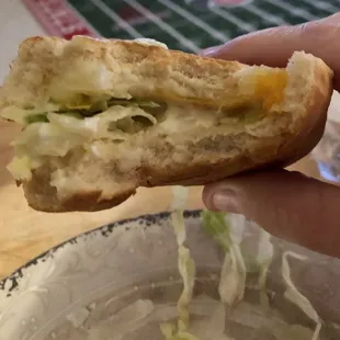 Maybe 1 slice of cheese on our cheese grinder.