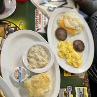 Cheese not melted on grits.