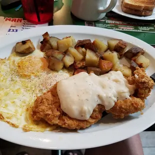 My breakfast with chicken fried chicken.