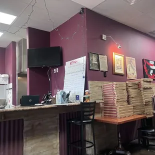 the counter and bar area
