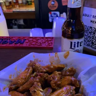20 hot wings and Miller Lite