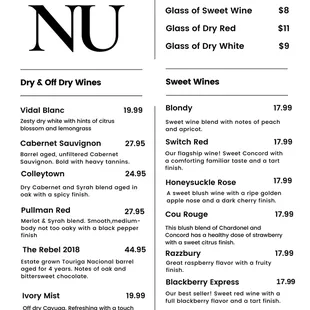 Our menu! The selection may change depending upon availability.