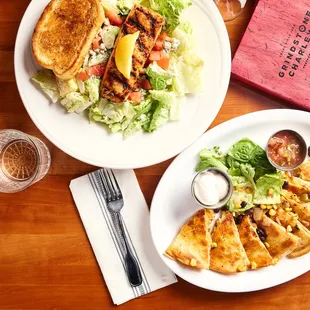 two plates of food on a table
