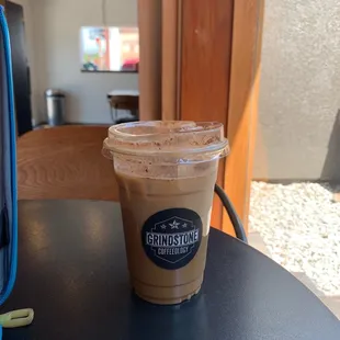 Dirty chai -- iced with almond milk! Delish!