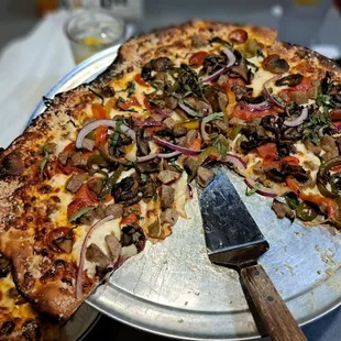 Fabulous and oven fired pizza.