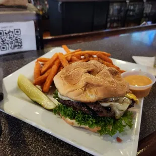 My burger... it&apos;s squashed because I ate some before the pic.