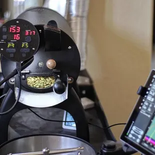 a coffee grinder with a digital display