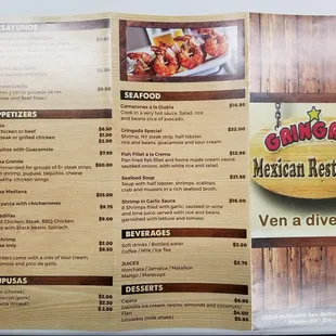 Menu side 1