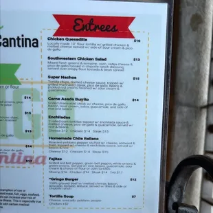 the menu