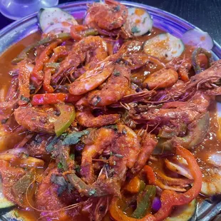 Camarones Fire with Mussels Spicy Shrimp and Mussels (for 2 people)