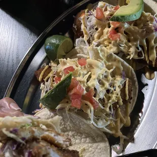 The fish was soft and crispy, the perfect combo.I don't eat spicy food but, the sauce gave the fish taco the right kick for my taste buds.