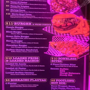 Food truck menu