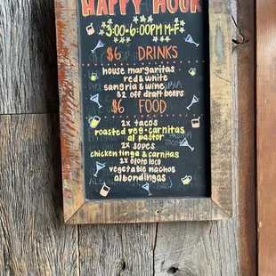 Happy hour menu