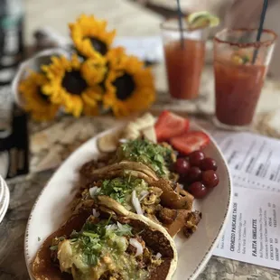 a plate of mexican food
