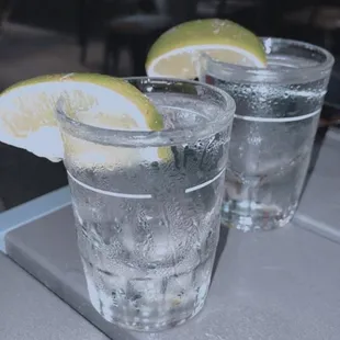 Two shots of house tequila