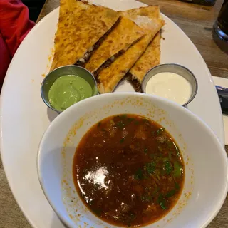 Birria Quesadillas w/ Consomme Dip.